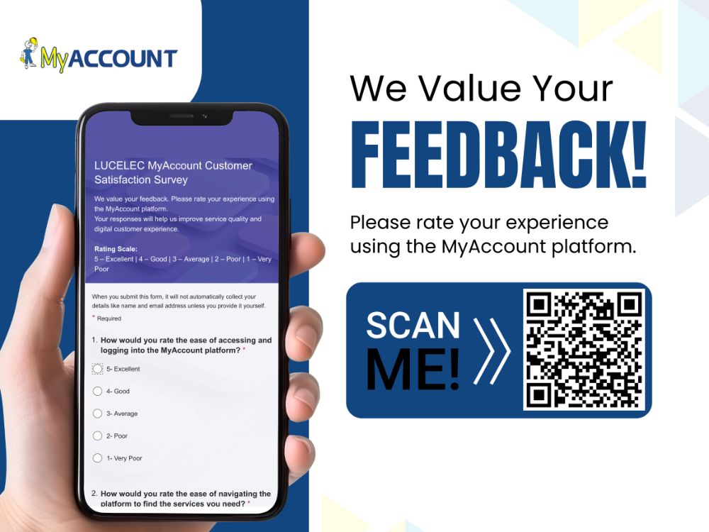 We value your feedback. Please rate your experience using the MyAccount platform.